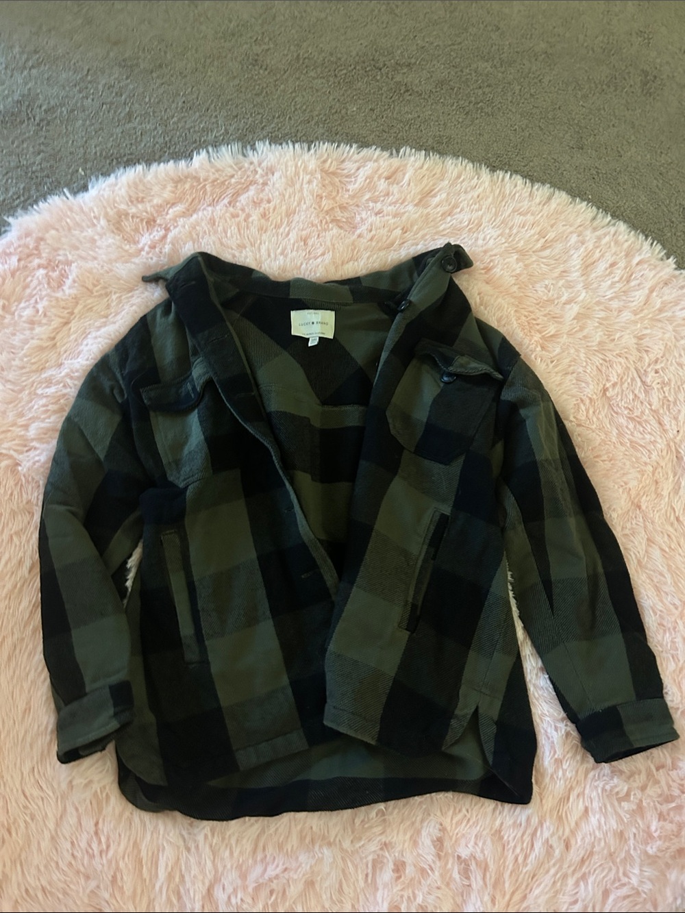 Plaid Shacket Jacket in Green and Black
